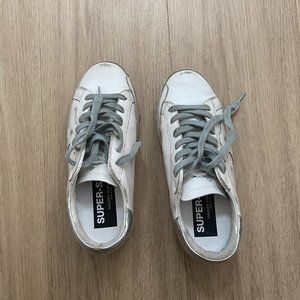 Golden Goose White & Silver Superstar Sneakers